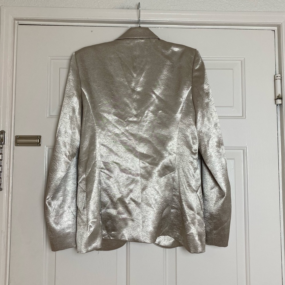 L'AGENCE Chamberlain Blazer in Platinum Silver Satin Size 8 - Picture 9 of 17